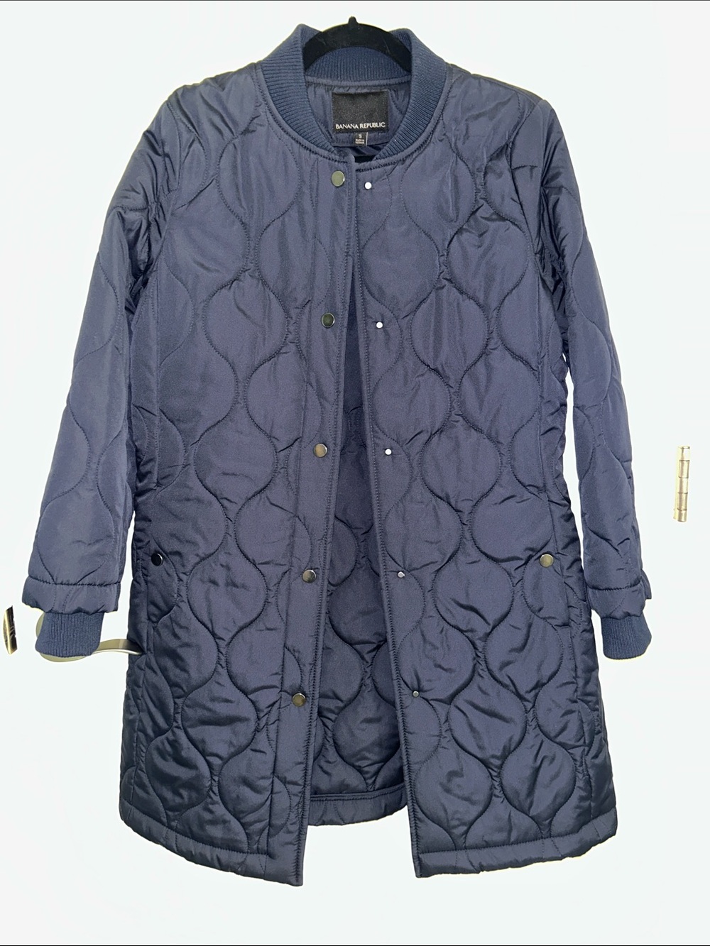 Banana Republic Quilted Navy Long Puffer Jacket